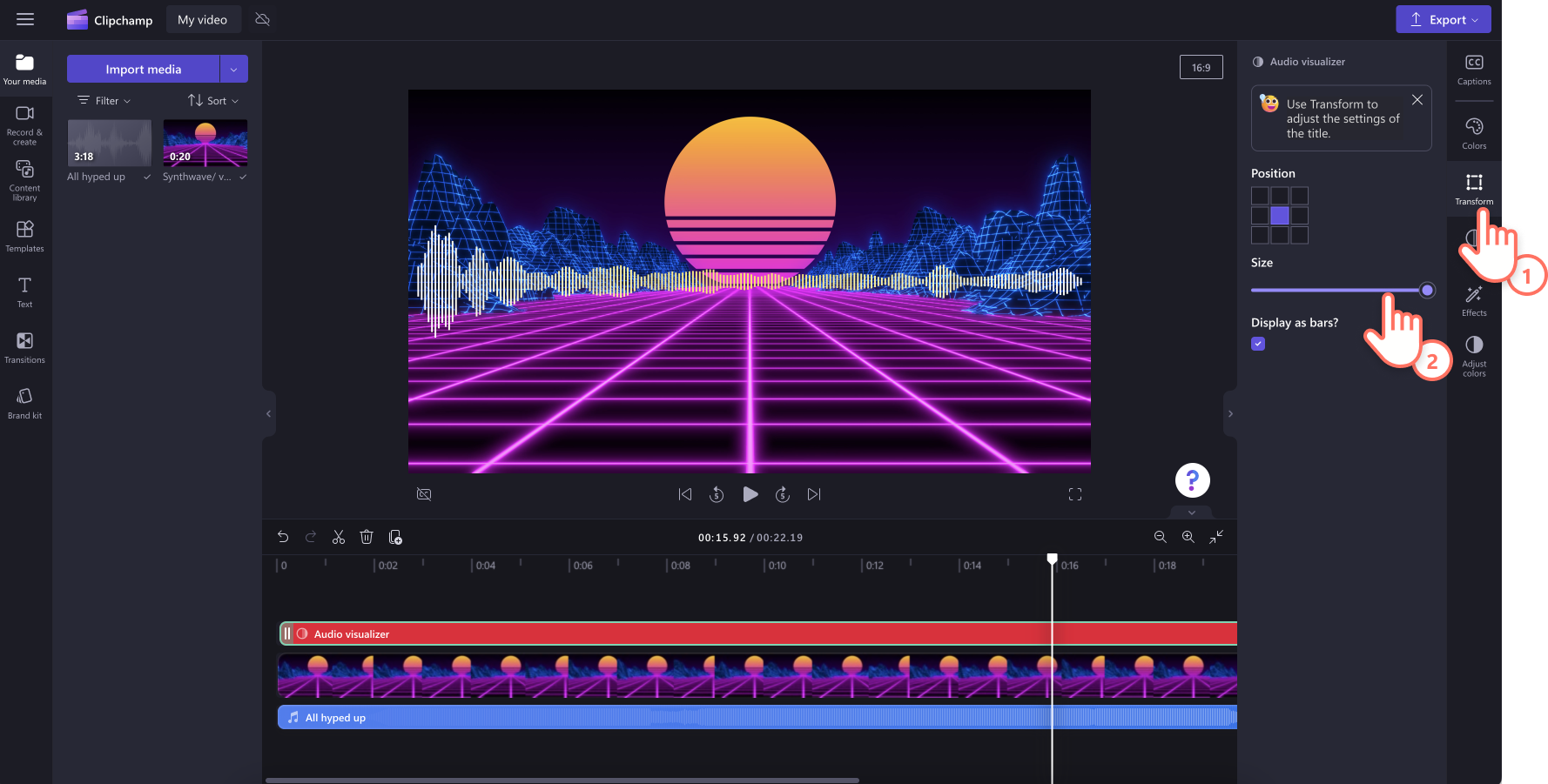 Adjusting audio visualizer size